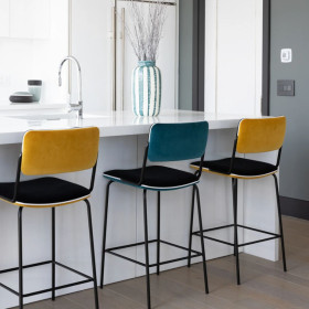Chaise de bar en Velours DOUBLE JEU