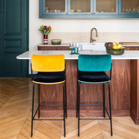 Chaise de bar en Velours DOUBLE JEU