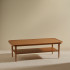 Table basse en chêne Puzzle Maison Sarah Lavoine, plateau rectangulaire, étagère et sabots en laiton