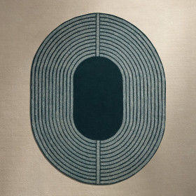 Tapis ovale en laine Mirage Maison Sarah Lavoine, lignes concentriques en relief autour d'un ovale central