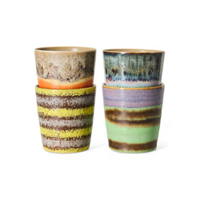 Set 4 Mugs à Café Céramique - 70S