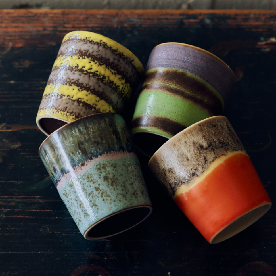 Set 4 Mugs à Café Céramique - 70S