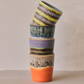 Set 4 Mugs à Café Céramique - 70S