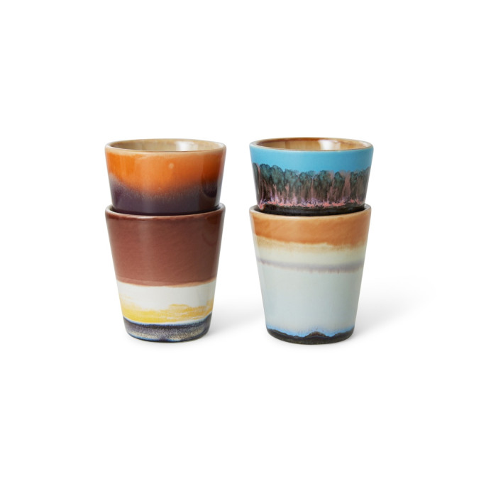 Set de 4 mugs ristretto en grès émaillé 70S | HK Living