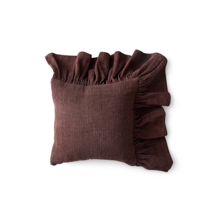 Coussin en Coton à Volants CHESNUT - HK Living  | Impression lin
