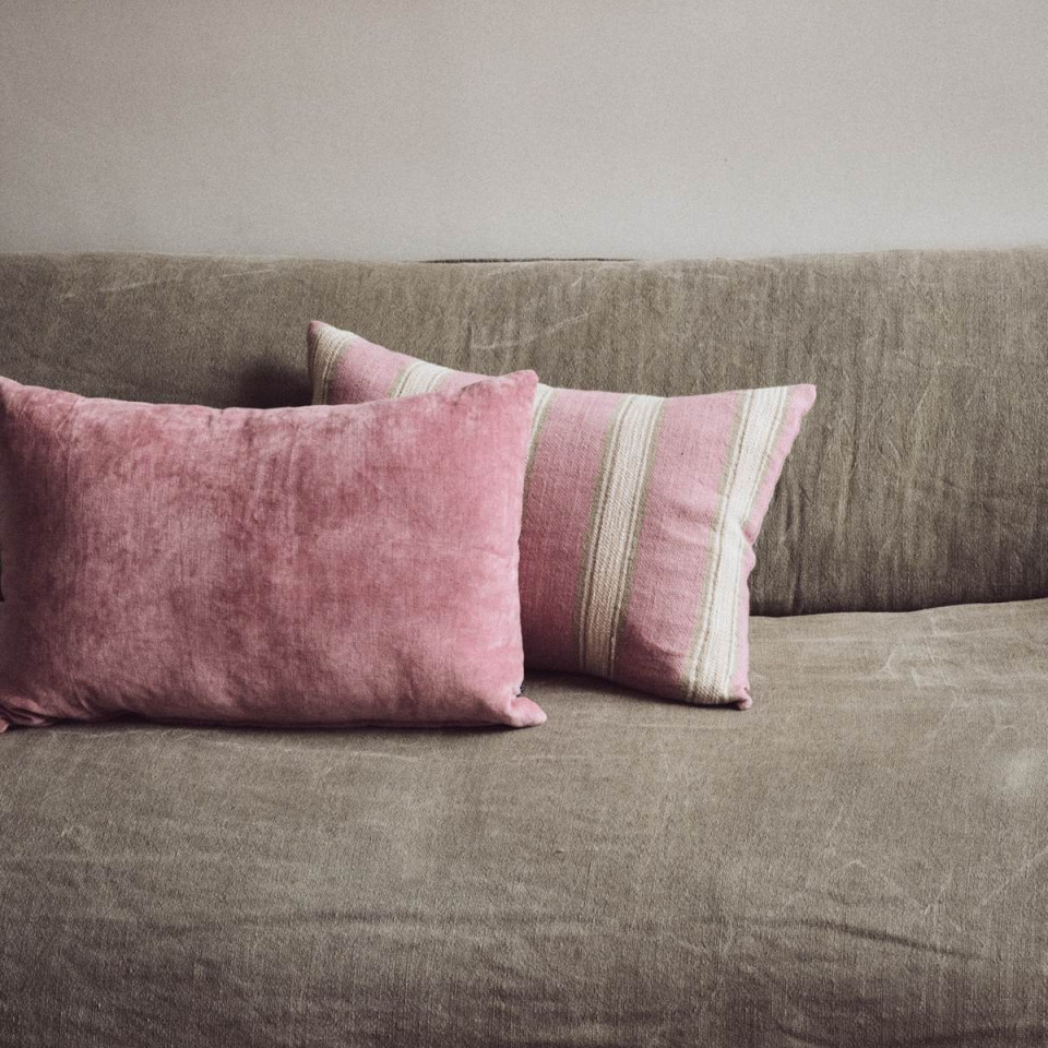 Coussin Tissé Rayé en Lin 60x40 HK Living