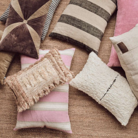 Coussin Tissé en Lin BLUSH