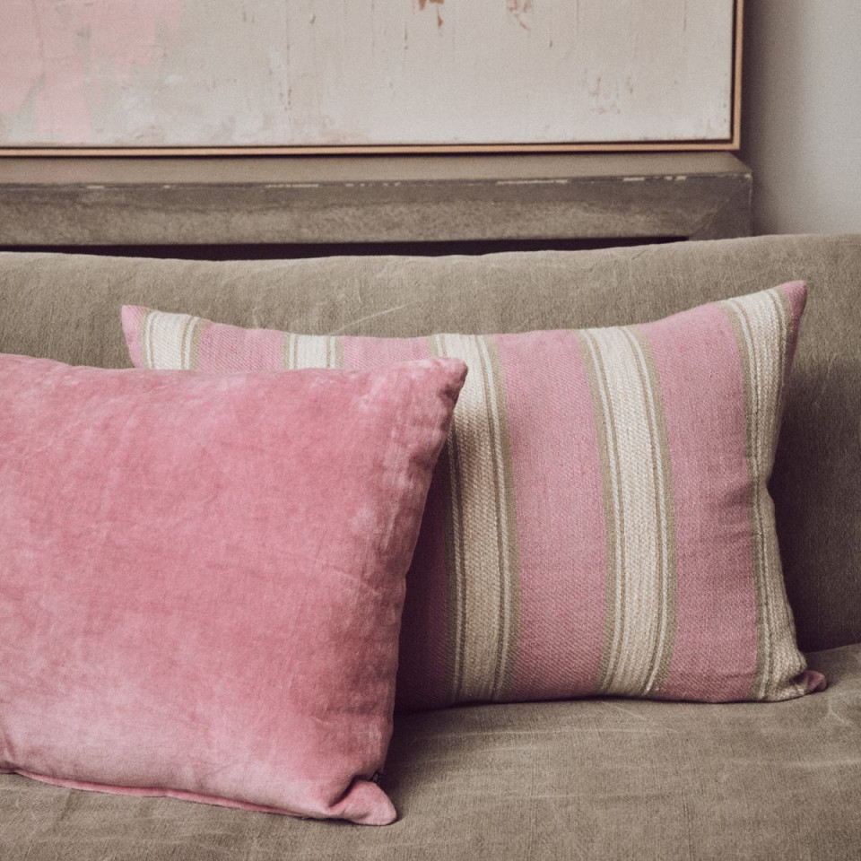 Coussin Tissé en Lin BLUSH