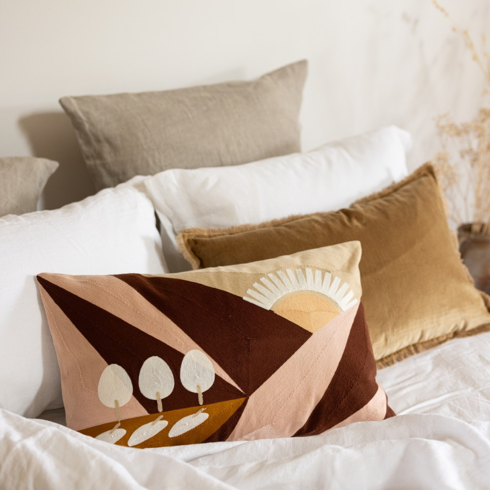 Coussin en Coton Brodé EOL