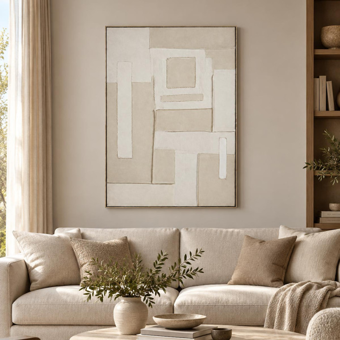 Toile avec Cadre Bois de Pin BLANCHE - Pomax | Impression lin