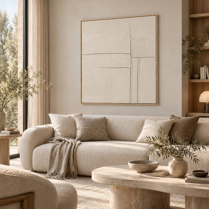 Toile avec Cadre Bois de Pin BLANCHE - Pomax | Impression lin