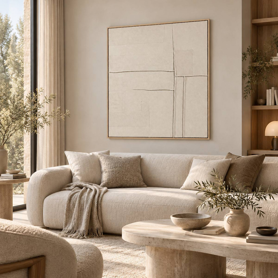 Toile avec Cadre Bois de Pin BLANCHE 