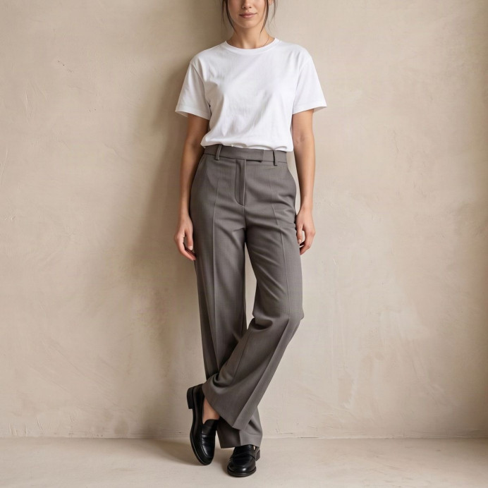 Pantalon Remington pli marqué et passants JC Sophie | Impression Lin