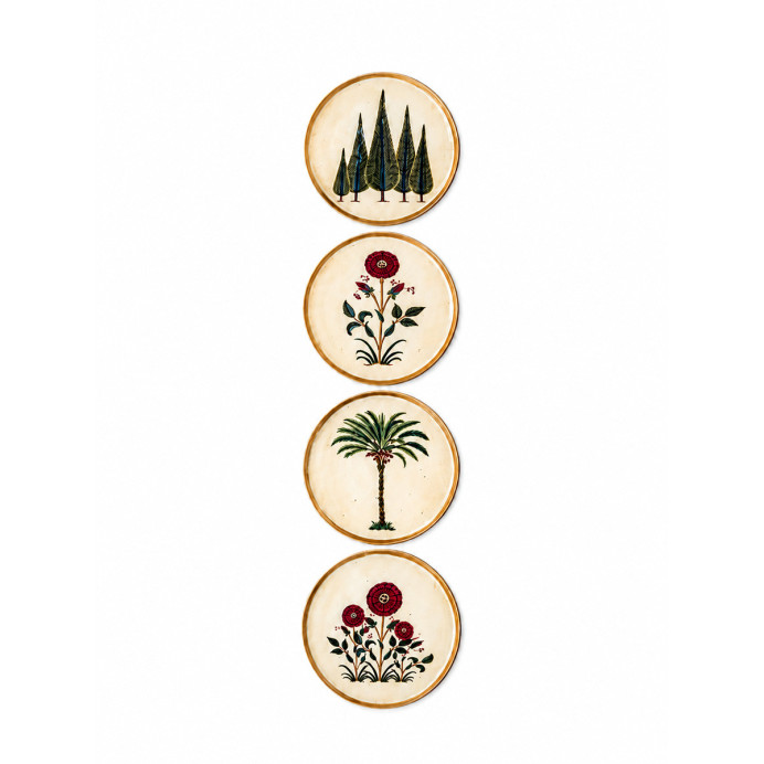 Sous verres ANTIQUE - Set de 4 - Boncoeurs | Impression lin