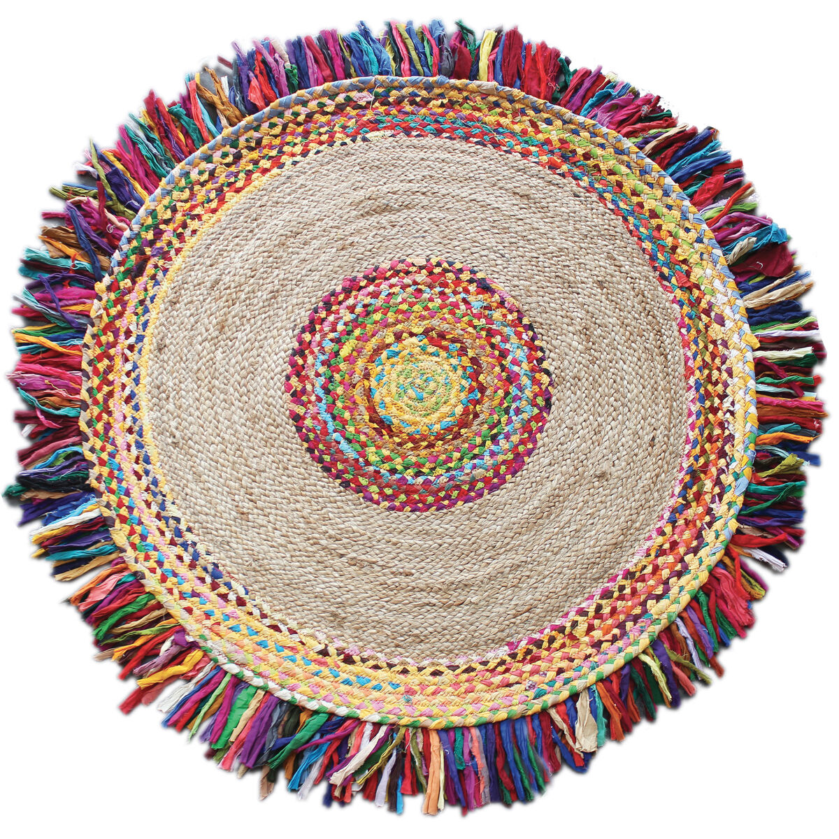 Tapis rond jute multicolore