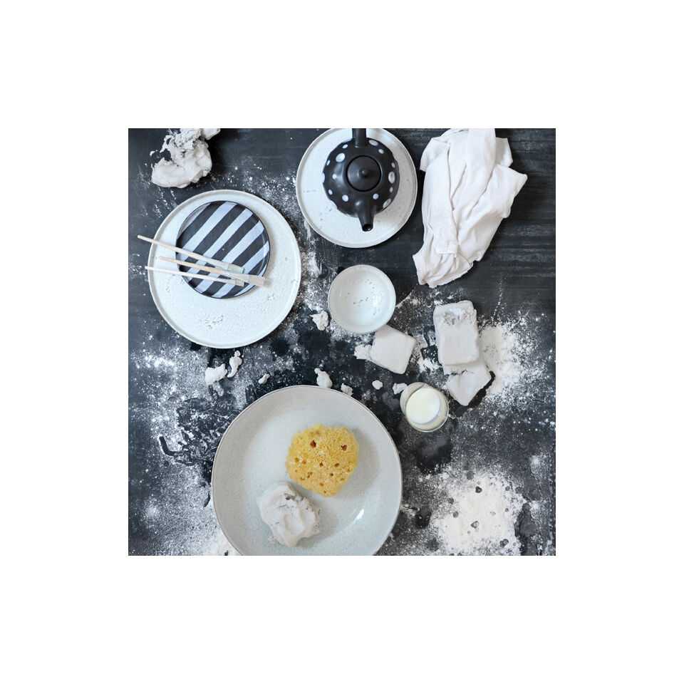 Assiette plate Blanc chiné en céramique - HK Living