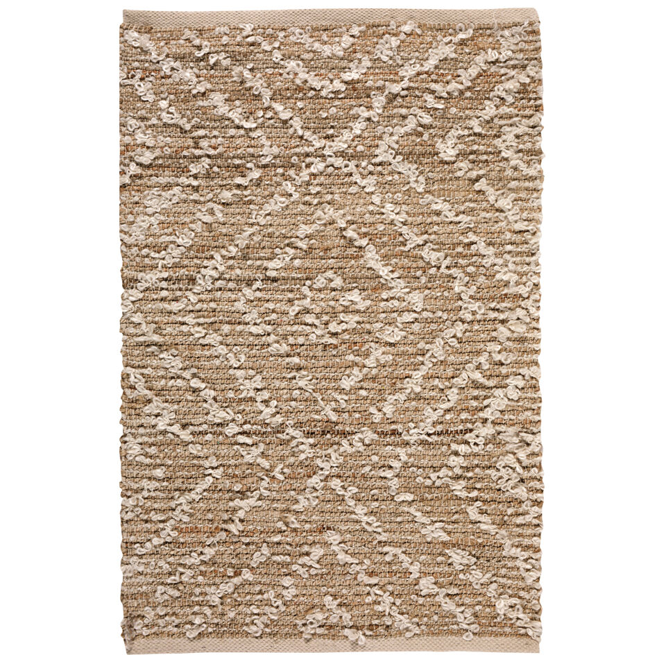 Tapis tissé en jute et polyester Worgan couleur Ivoire