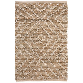 Tapis tissé en jute et polyester Worgan couleur Ivoire