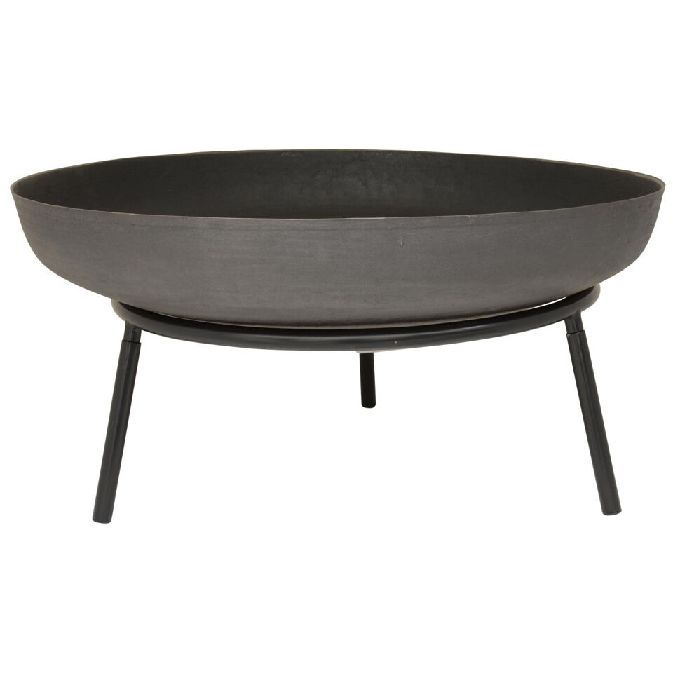 Brasero rond en métal sur pied avec grille