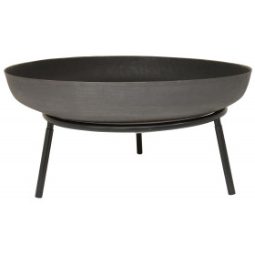 Brasero rond en métal sur pied avec grille