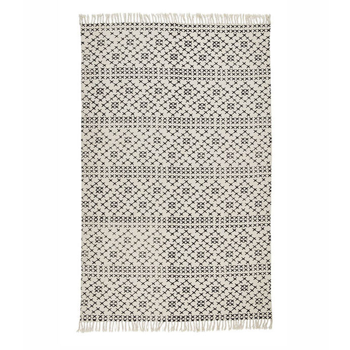 Tapis Fernando en Coton Blanc/Noir  - Affari