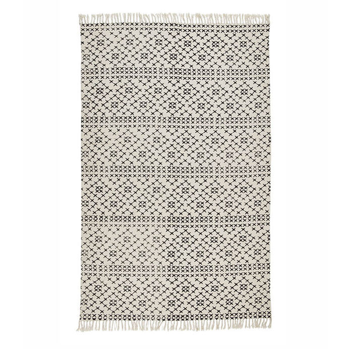 Affari Tapis Fernando en Coton Blanc/Noir - AFFARI