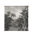 Décoration murale XXL imprimée jungle et palmier en noir et blanc