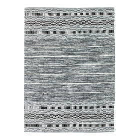 Tapis blanc/noir en coton ethnique grande taille  - Impression Lin