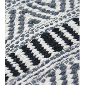 Tapis blanc/noir en coton ethnique grande taille  - Impression Lin