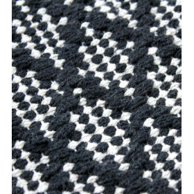 Tapis blanc/noir en coton croisillons grande taille  - Impression Lin