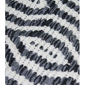 Tapis blanc/noir en coton géométrie grande taille  - Impression Lin