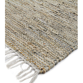 Tapis tressé en jute et cuir 160x230 - Impression Lin