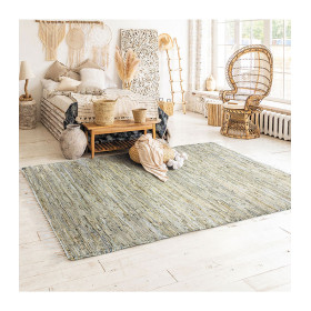 Tapis tressé en jute et cuir 160x230 - Impression Lin