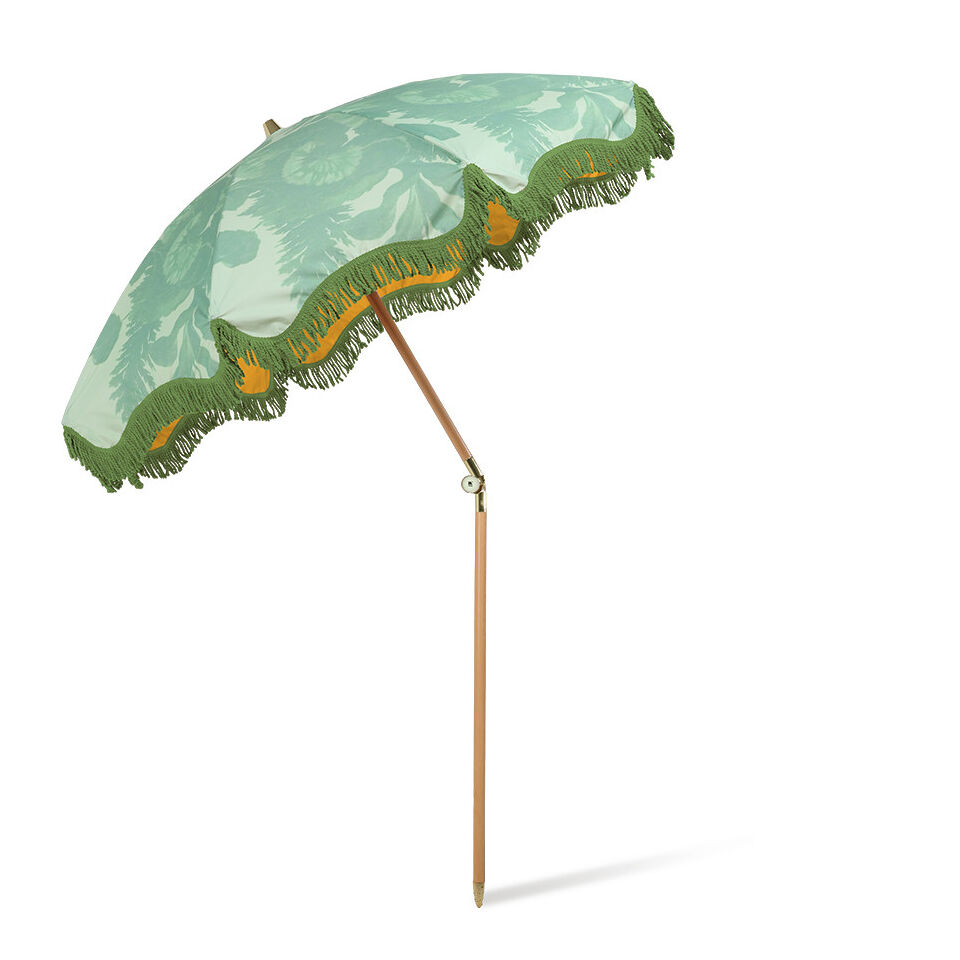 Parasol vintage avec franges - Pistache fleuri - HK Living