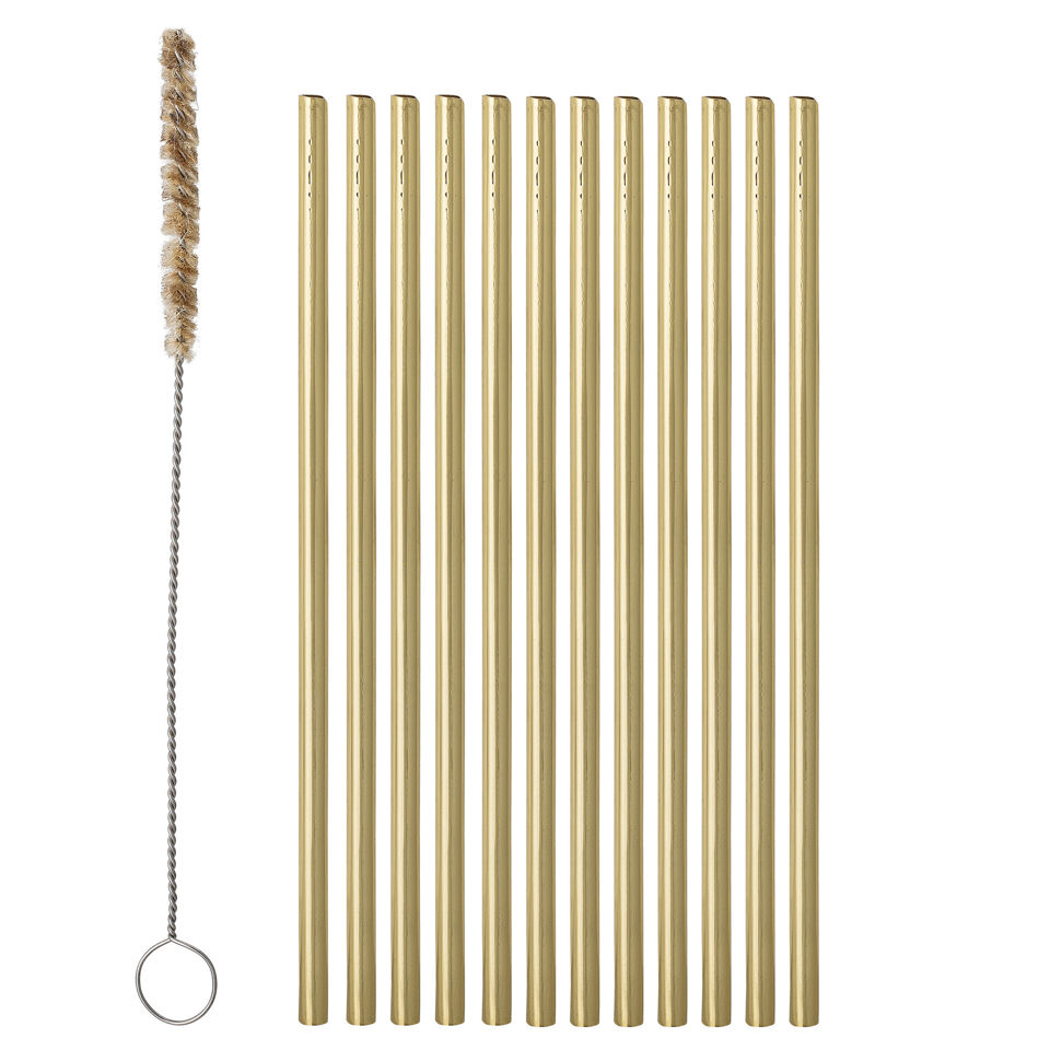 Mendi Mendi Straw & Brush, Gold, Stainless Steel - Bloomingville 