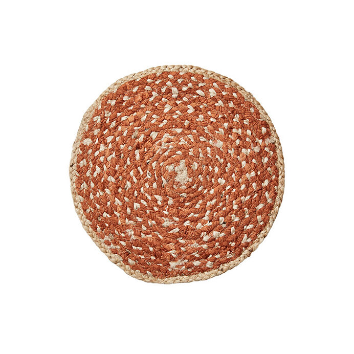 Affari Set de Table Rond en Jute Naturel/Orange Diam 35