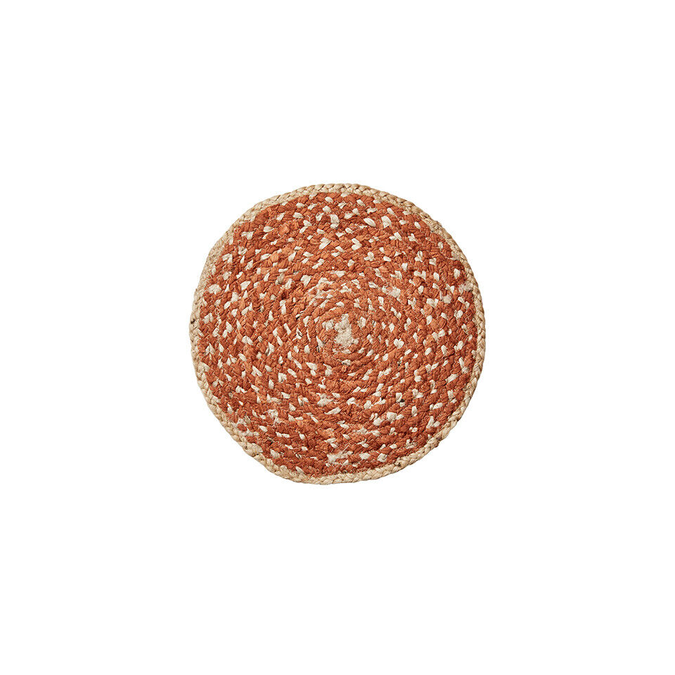 Set de Table Rond en Jute Naturel/Orange - ELINA  - Affari