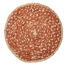 Set de Table Rond en Jute Naturel/Orange - ELINA  - Affari