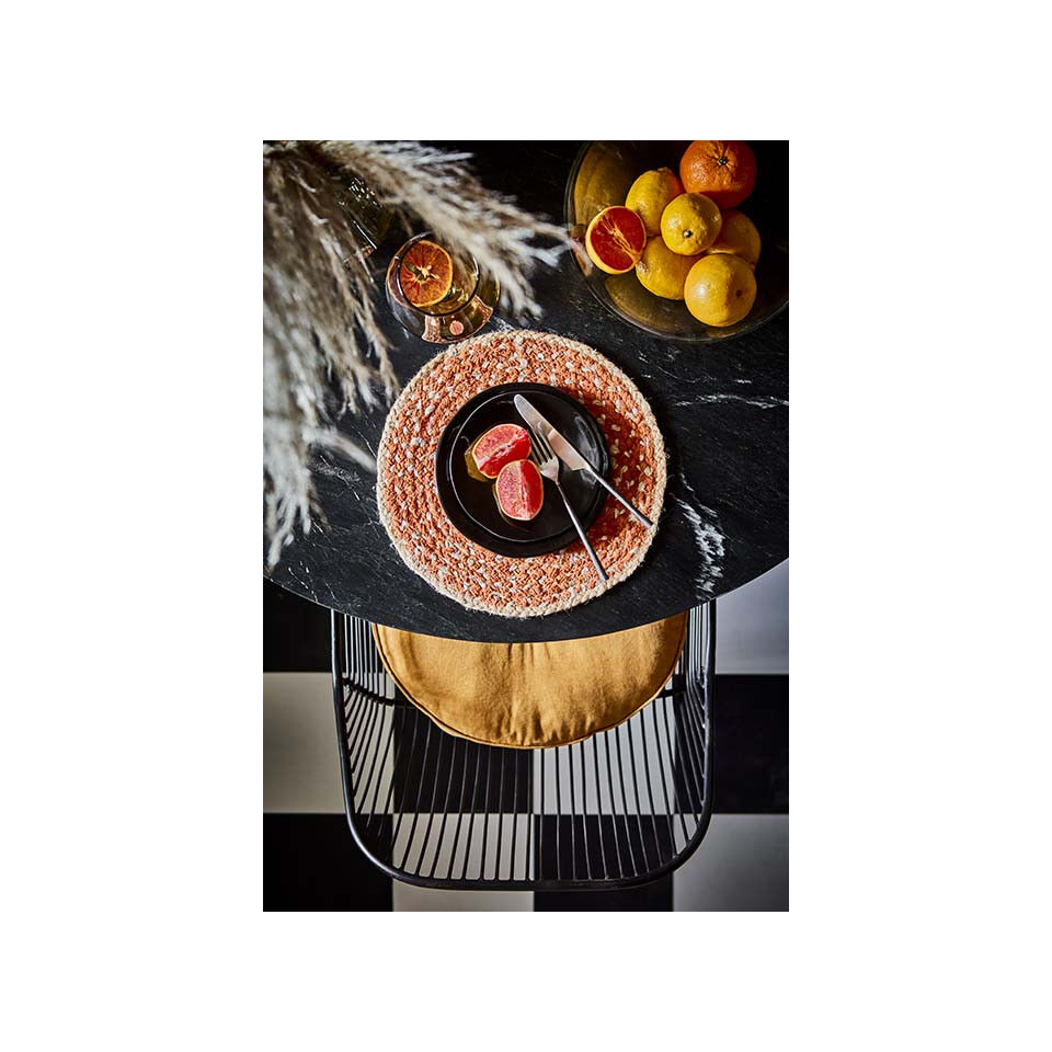 Set de Table Rond en Jute Naturel/Orange - ELINA  - Affari