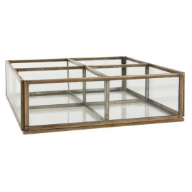 Boîte en verre bord laiton 4 compartiments