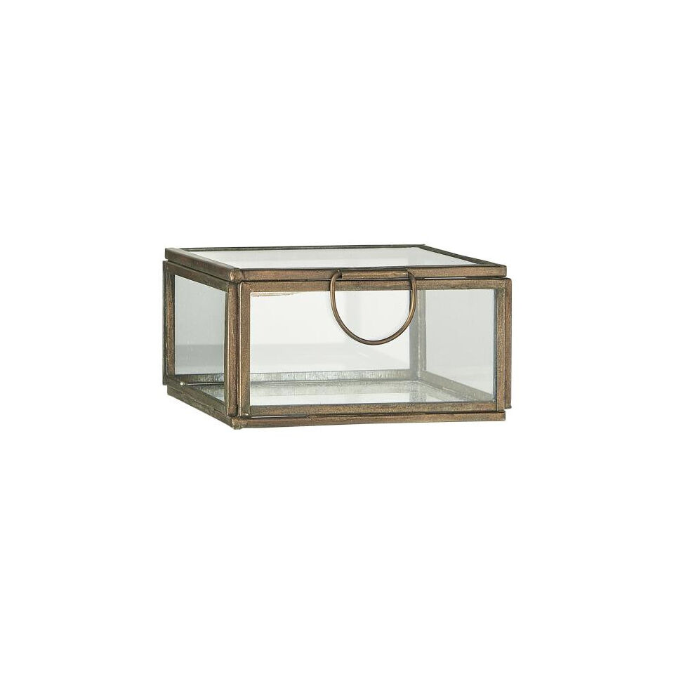 Boîte en verre carrée bord laiton