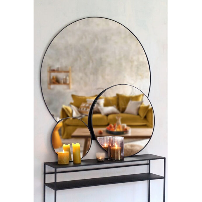 Miroir rond cerclé métal noir LOOP Diam 116cm Red Cartel à -35%