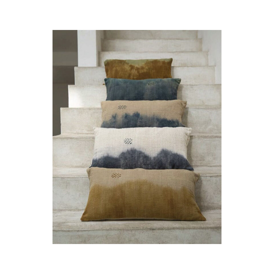 DESERT Coussin en coton 30x60 imprimé deep dye - Fauve