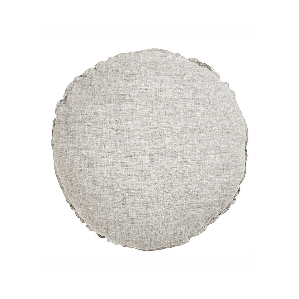 BEN Coussin rond diam. 63cm en lin changeant - Grey - BED AND PHILOSOPHY