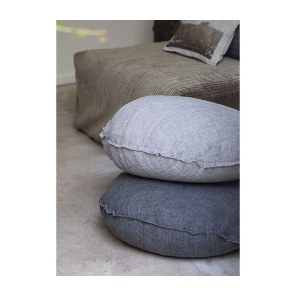 BEN Coussin rond diam. 63cm en lin changeant - Grey - BED AND PHILOSOPHY