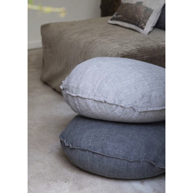 BEN Coussin rond diam. 63cm en lin changeant - Grey - BED AND PHILOSOPHY