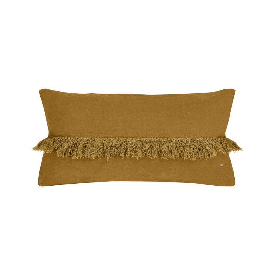 FOX coussin frange lin 30X60 Butternut - BED AND PHILOSOPHY
