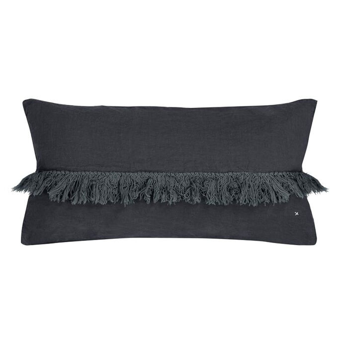 FOX coussin frange lin 30X60 Charbon  Bed and Philosophy à -35%