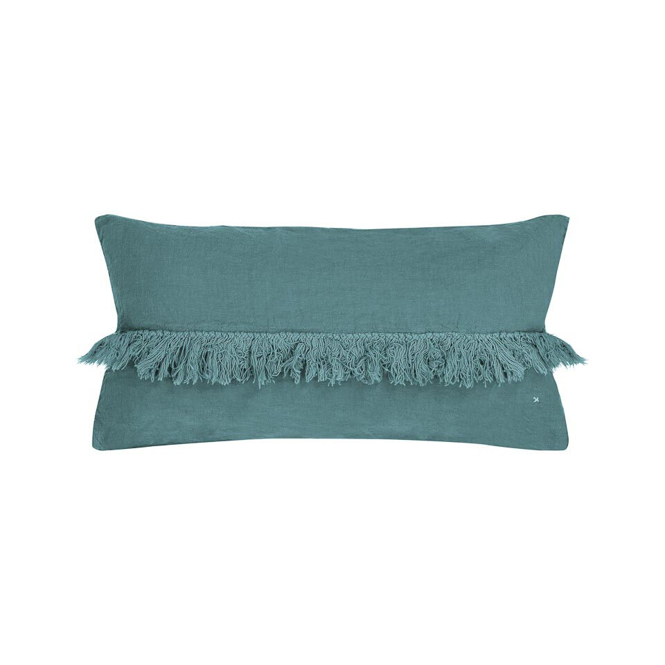 FOX coussin frange lin 30X60 Minéral - BED AND PHILOSOPHY