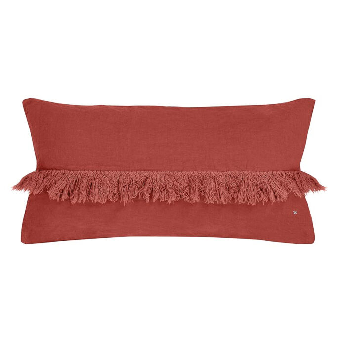 FOX coussin frange lin 30X60 Terre Brulée - BED AND PHILOSOPHY